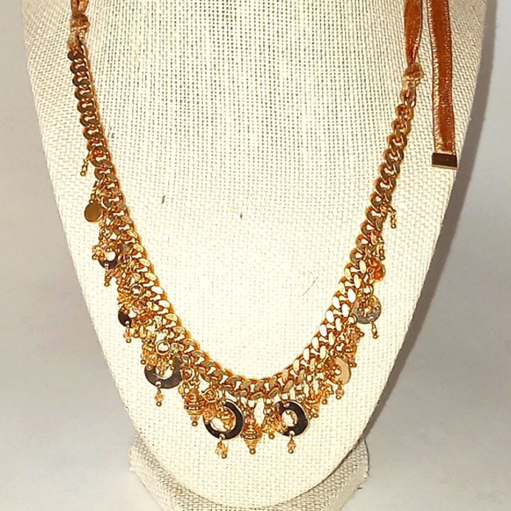 CHAN LUU COINS/CHARMS CHAIN VELVET NECKLACE - Picture 2 of 6